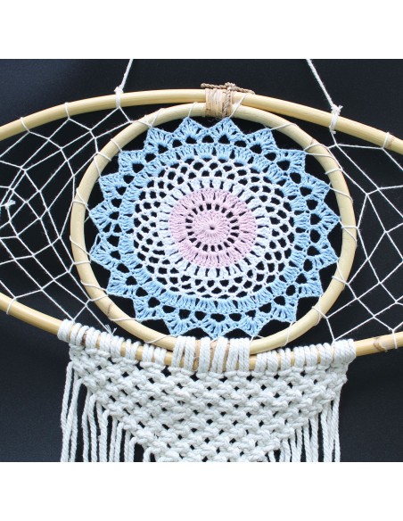 Attrape-rêves macramé œil protecteur – Tons doux