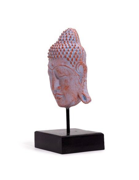 Tête de Bouddha sérénité sur socle – Cuivre azuré