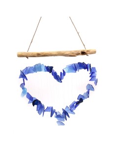 Carillon en verre recyclé – Nuances bleu & blanc