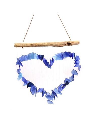 Carillon en verre recyclé – Nuances bleu & blanc