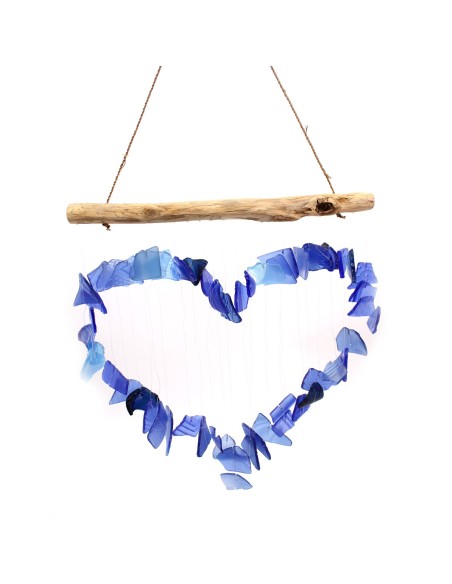 Carillon en verre recyclé – Nuances bleu & blanc