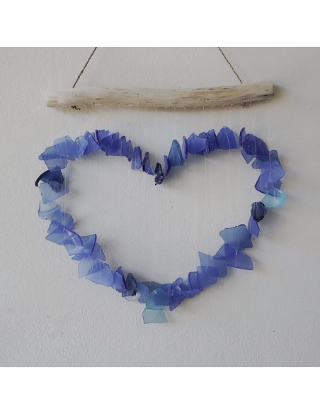Carillon en verre recyclé – Nuances bleu & blanc