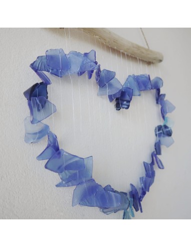 Carillon en verre recyclé – Nuances bleu & blanc