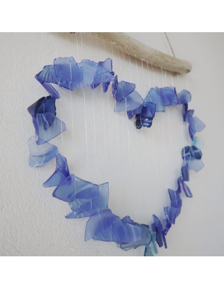 Carillon en verre recyclé – Nuances bleu & blanc
