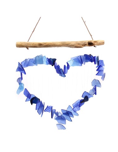 Carillon en verre recyclé – Nuances bleu & blanc
