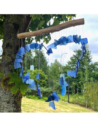 Carillon en verre recyclé – Nuances bleu & blanc