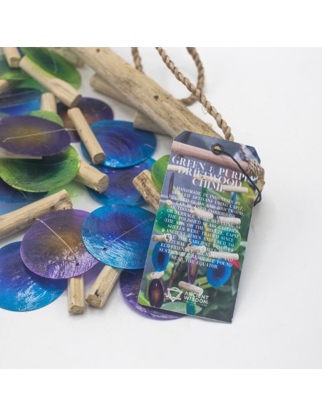 Carillon bois flotté – Vert & violet zen