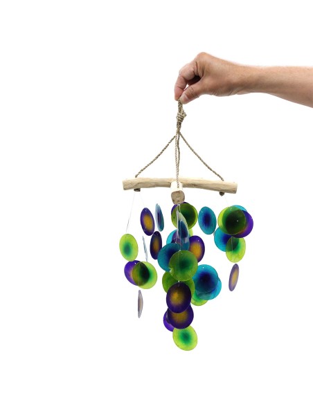 Carillon bois flotté – Vert & violet zen