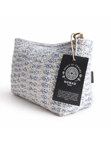 Trousse Nomad Sari jacquard indien – Écho indigo