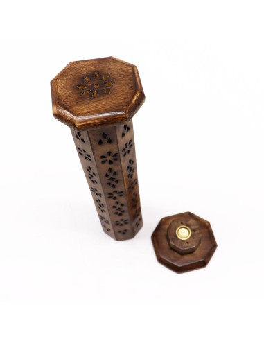 Tour hexagonale porte?encens – Bois de manguier
