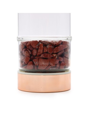 Bouteille à thé en verre – Finition or rose & jaspe rouge