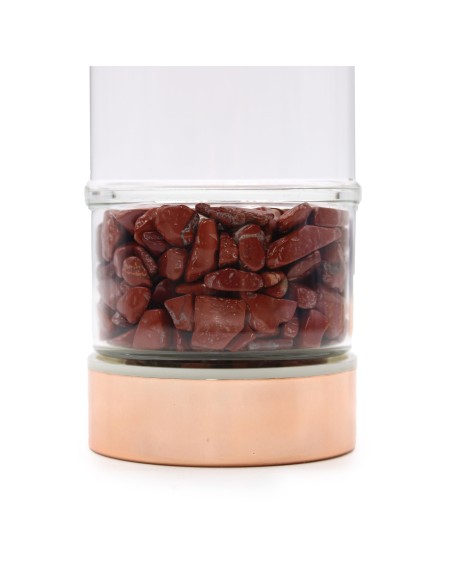 Bouteille à thé en verre – Finition or rose & jaspe rouge