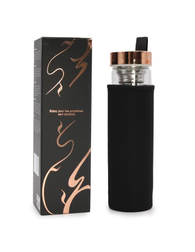 Bouteille à thé en verre – Finition or rose & jaspe rouge