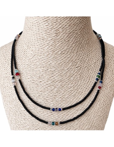 Collier népalais double rang – Onyx noir