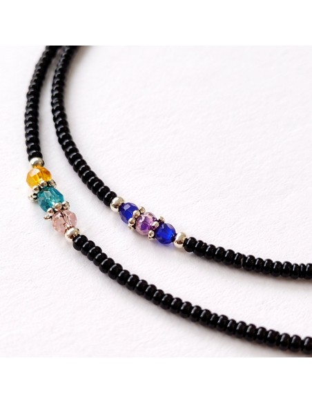 Collier népalais double rang – Onyx noir