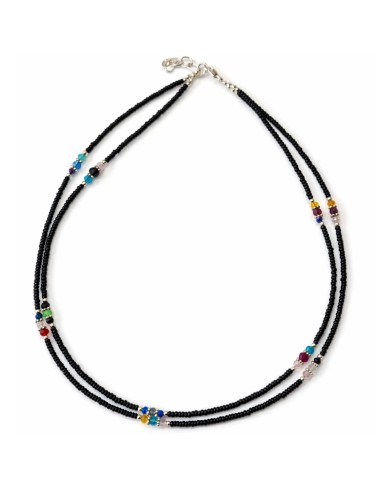 Collier népalais double rang – Onyx noir