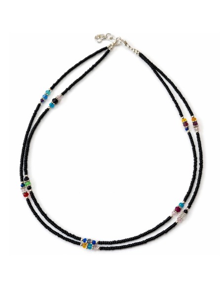 Collier népalais double rang – Onyx noir