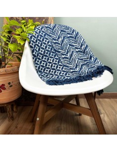 Plaid indigo artisanal – Ondes Namoona