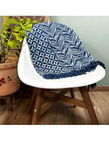 Plaid indigo artisanal – Ondes Namoona