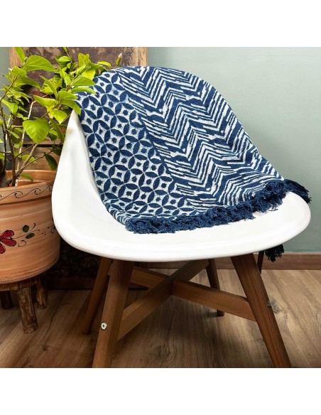 Plaid indigo artisanal – Ondes Namoona