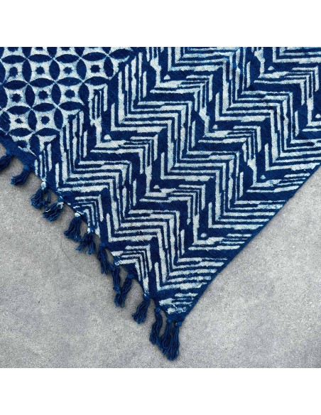 Plaid indigo artisanal – Ondes Namoona