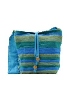 Sac bandoulière du Népal – Prairies printanières vert & bleu