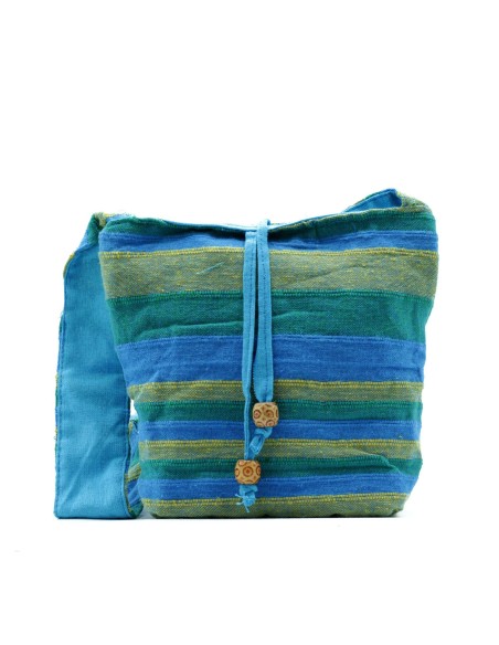 Sac bandoulière du Népal – Prairies printanières vert & bleu