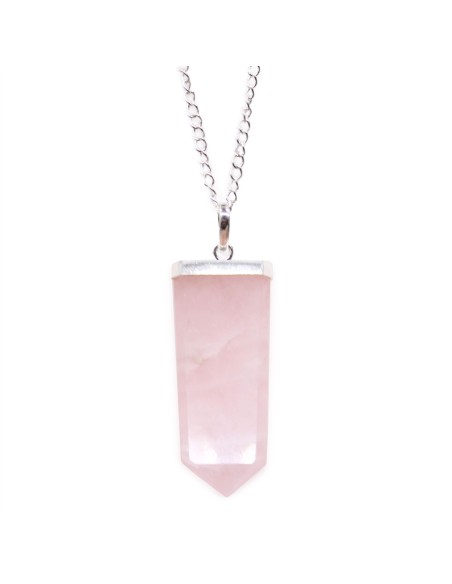 Pendentif plat en quartz rose – Amour apaisant