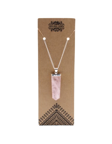 Pendentif plat en quartz rose – Amour apaisant