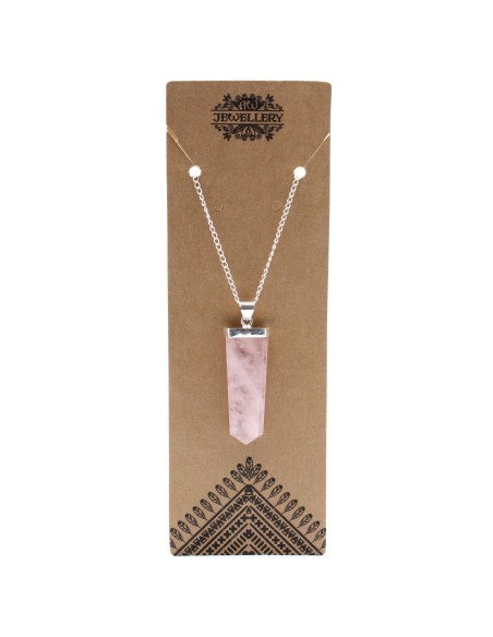 Pendentif plat en quartz rose – Amour apaisant