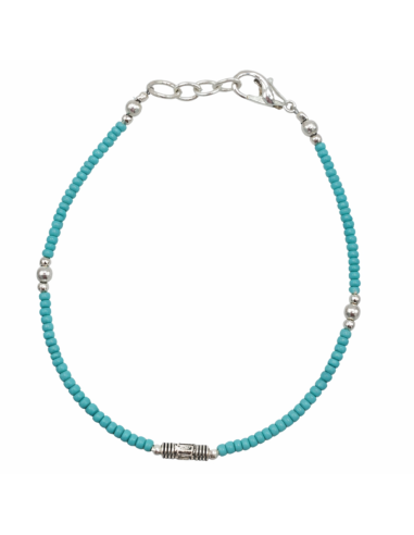 Bracelet népalais perles fines – Turquoise & goutte