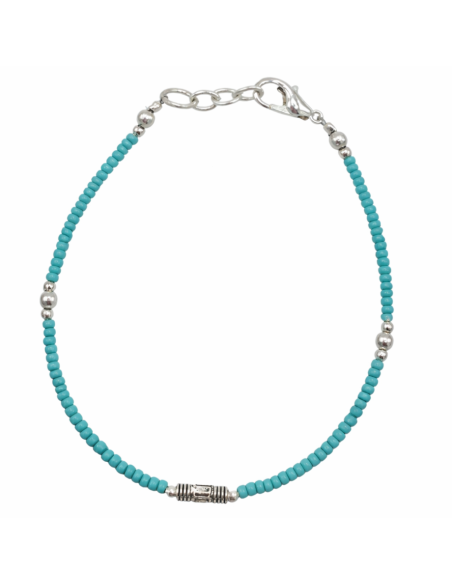 Bracelet népalais perles fines – Turquoise & goutte
