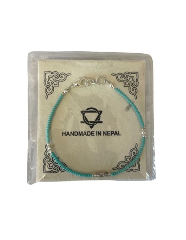 Bracelet népalais perles fines – Turquoise & goutte