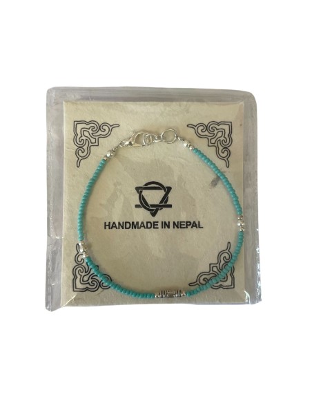 Bracelet népalais perles fines – Turquoise & goutte