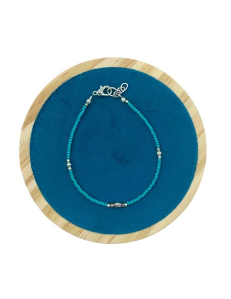 Bracelet népalais perles fines – Turquoise & goutte