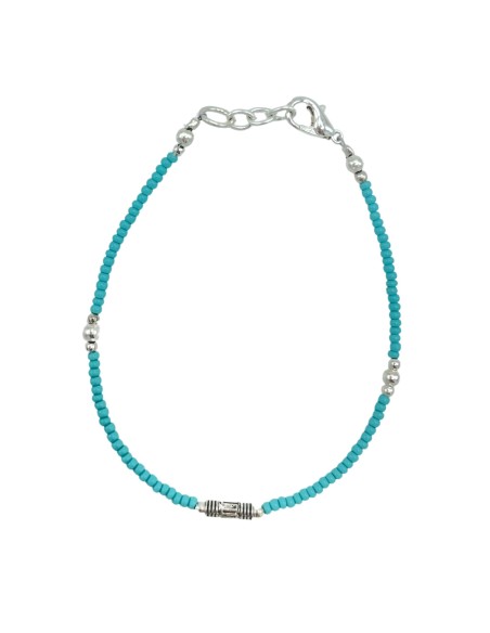 Bracelet népalais perles fines – Turquoise & goutte
