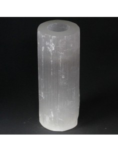 Bougeoir cylindrique en sélénite – Lumière zen