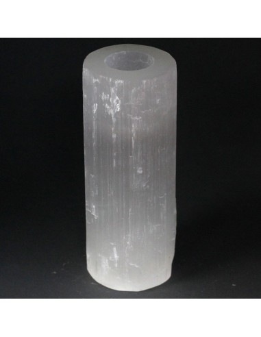 Bougeoir cylindrique en sélénite – Lumière zen