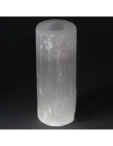 Bougeoir cylindrique en sélénite – Lumière zen