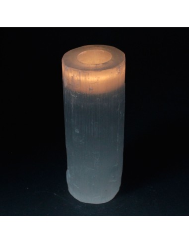 Bougeoir cylindrique en sélénite – Lumière zen