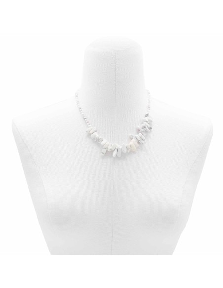 Collier Longstone en jaspe blanc – Clarté zen