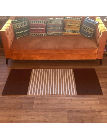 Tapis indien en coton tissé – Marron & beige