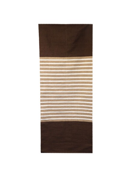 Tapis indien en coton tissé – Marron & beige