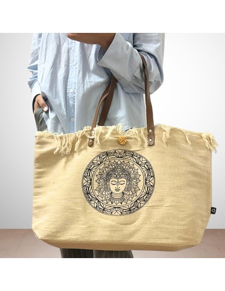 Grand sac naturel avec anses cuir – Inspiration