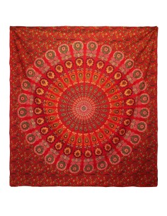 Colcha & tenture Pavo Real Mandala – Rouge vibrant