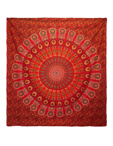 Colcha & tenture Pavo Real Mandala – Rouge vibrant