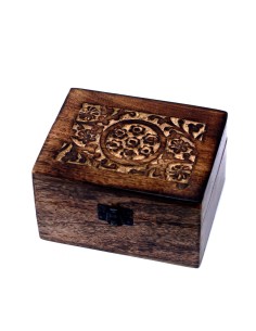 Boîte d’aromathérapie en bois – Motif floral (12 huiles)