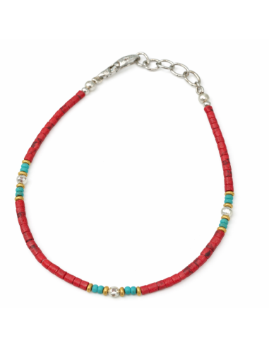 Bracelet népalais perles fines – Corail tribal