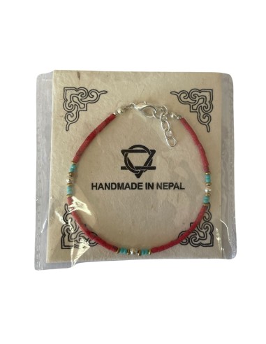 Bracelet népalais perles fines – Corail tribal