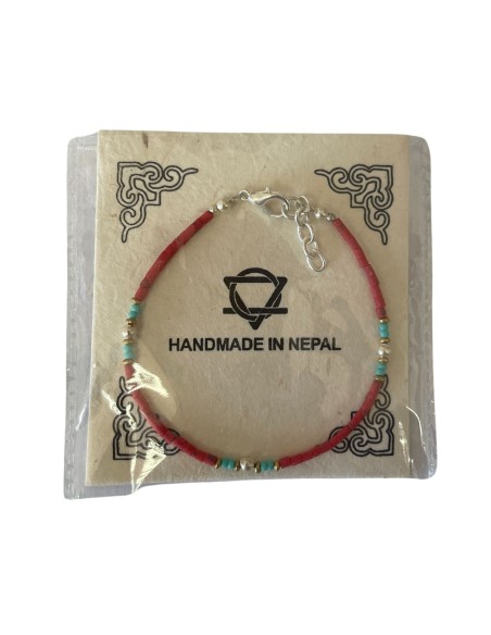 Bracelet népalais perles fines – Corail tribal